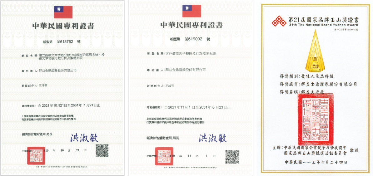 群益大老鷹獎狀